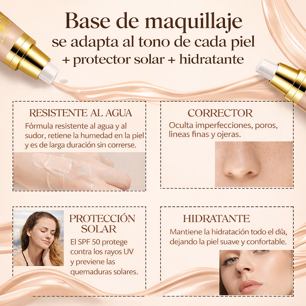 Base adaptativa a tu color de piel 2 x 1